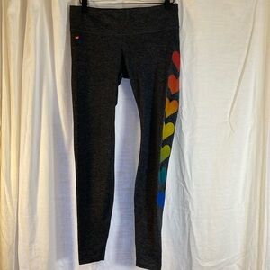 Aviator Nation Heather Charcoal Heart Leggings L like new!